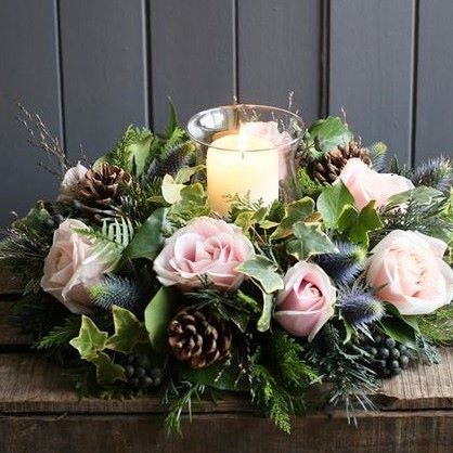 Pastel Christmas Arrangement, a pastel vase arrangement hand-tied by our florists in Winchester