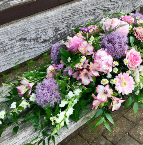 Clanville Pink & Lilac Funeral Spray funeral tribute by The Petal Boutique Winchester