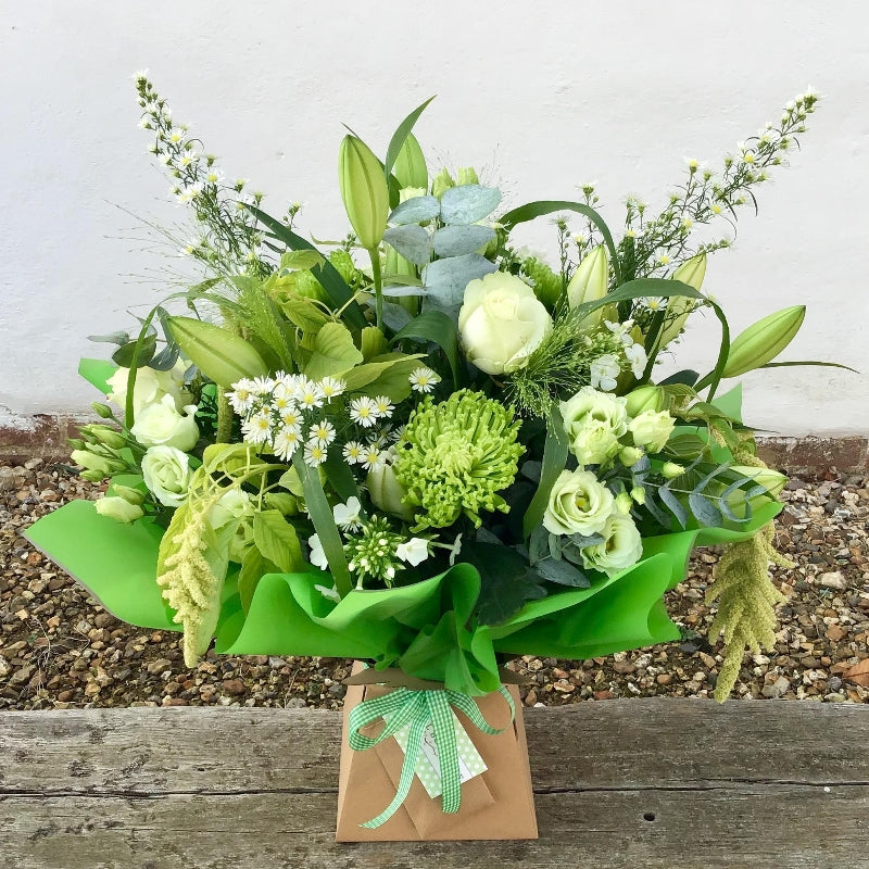 Lime and Green Bouquet hand-made by The Petal Boutique florists, available for Winchester delivery or Weyhill collection