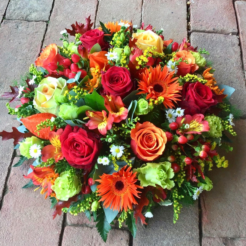 Autumnal Funeral Posy hand-made by The Petal Boutique florists, available for Winchester delivery or Weyhill collection