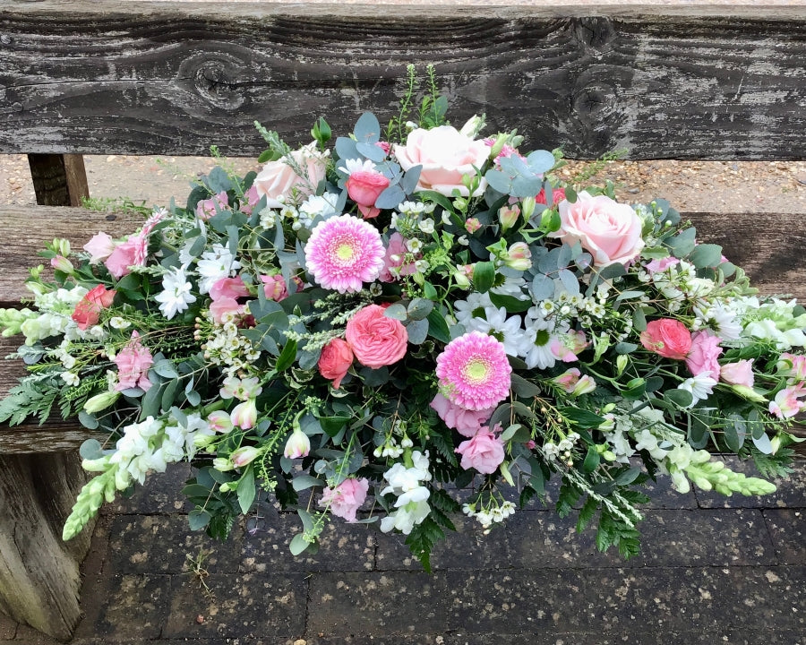 Pink & White Casket Spray