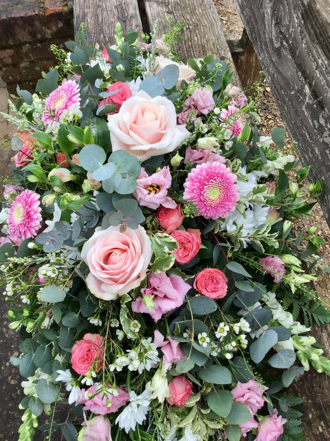 Pink & White Casket Spray