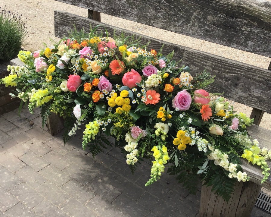 Apricot & Yellow Casket Spray