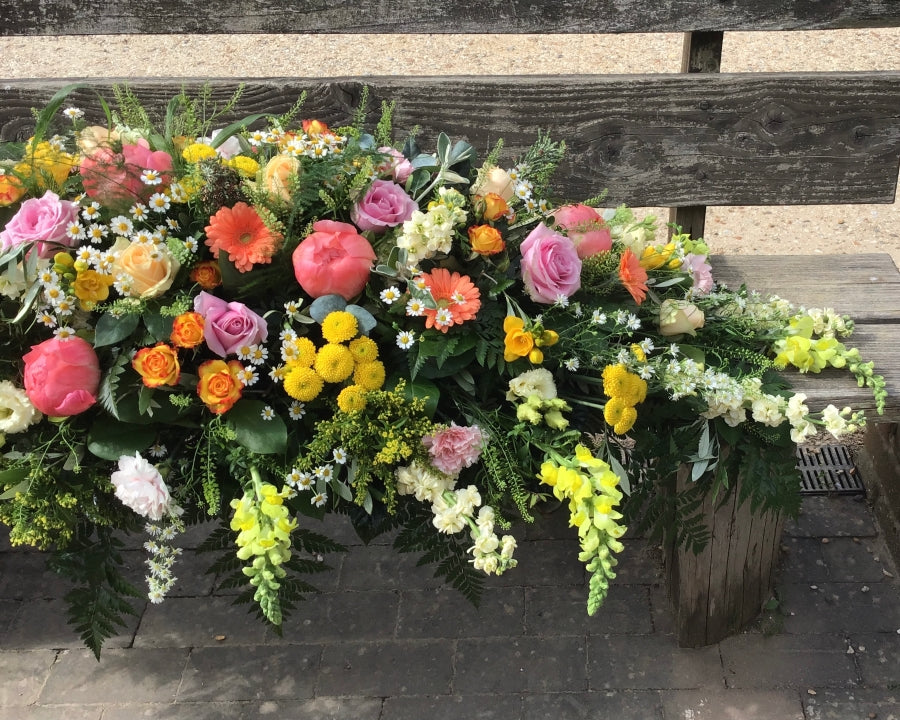 Apricot & Yellow Casket Spray