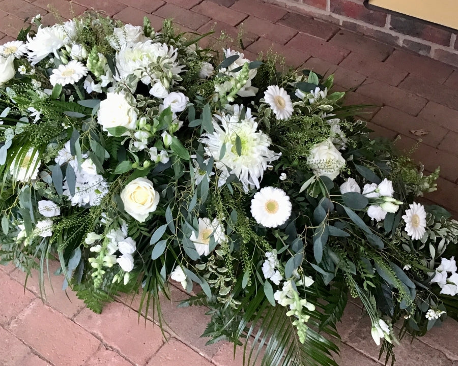 Green & White Casket Spray