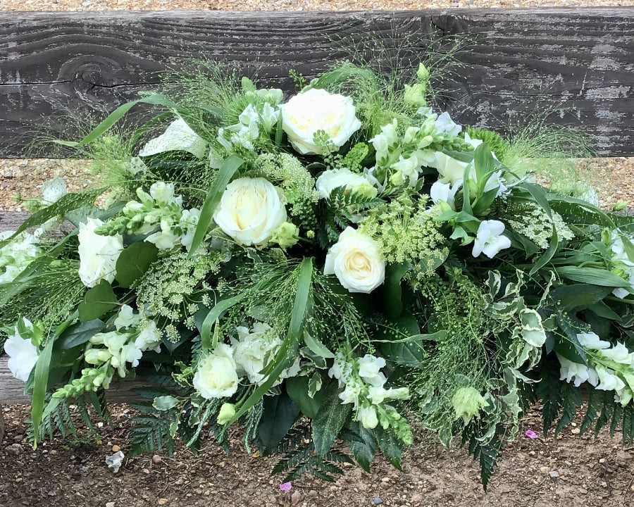 Green & White Casket Spray