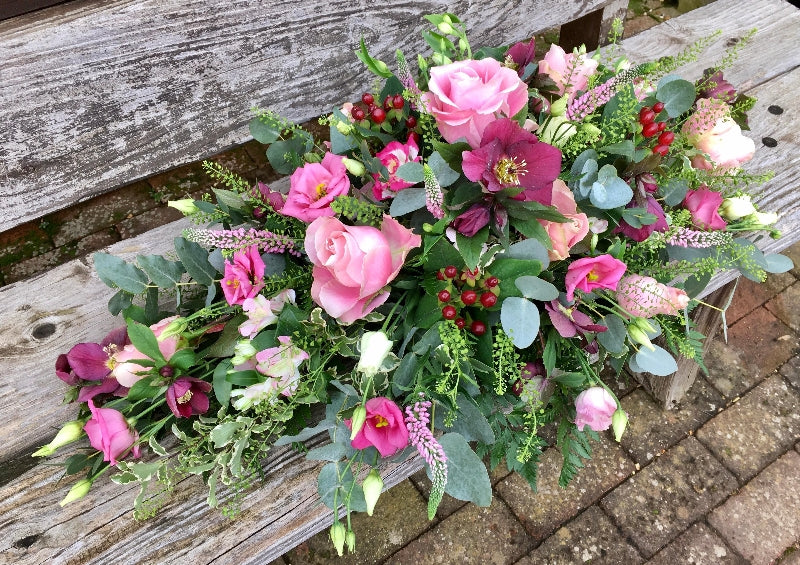 Pink & Cranberry Spray hand-made by The Petal Boutique florists, available for Winchester delivery or Weyhill collection