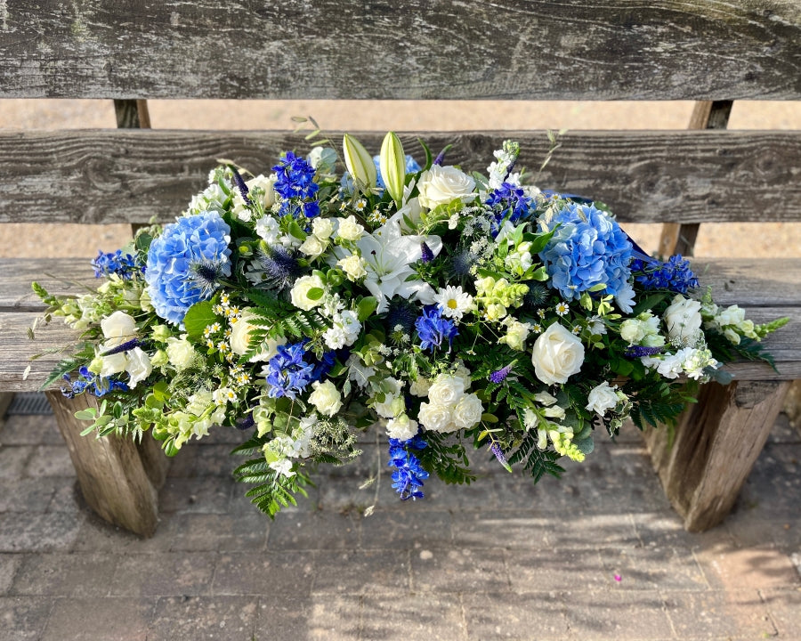 Blue & White Casket Spray