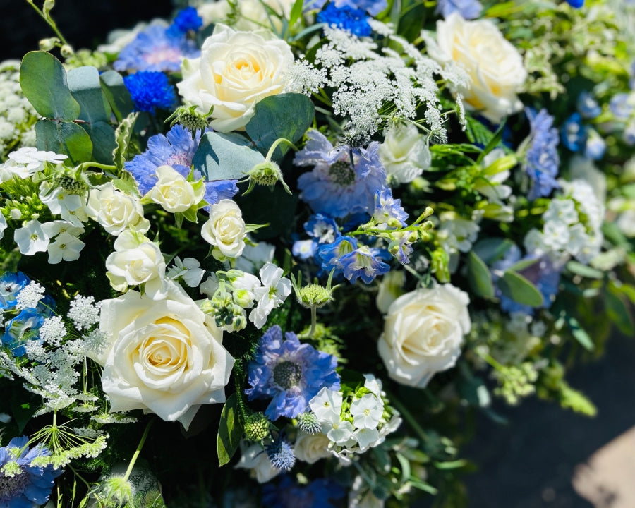 Blue & White Casket Spray