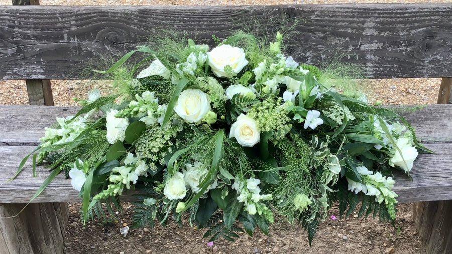 Enham Double Ended Funeral Spray hand-made by The Petal Boutique florists, available for Winchester delivery or Weyhill colle