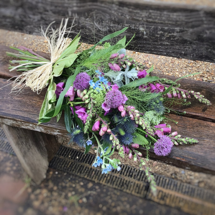 Conholt Funeral Sheaf tied flowers hand-made by The Petal Boutique florists, available for Winchester delivery or Weyhill col