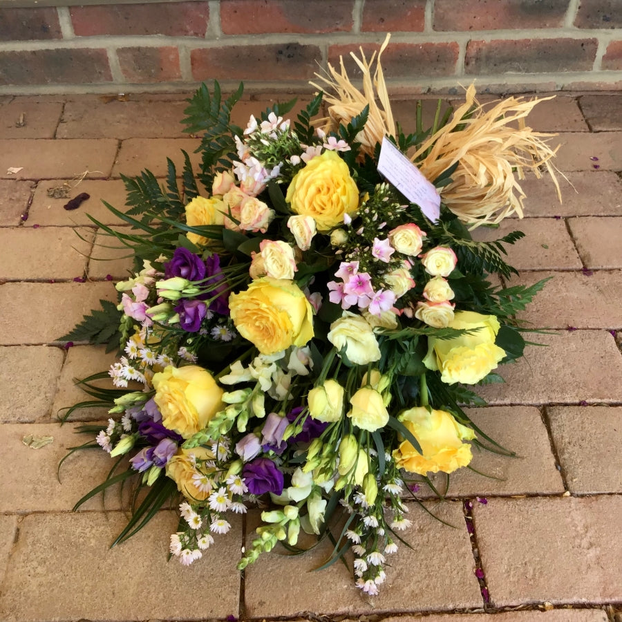 Penton Funeral Sheaf tied flowers. hand-made by The Petal Boutique florists, available for Winchester delivery or Weyhill col