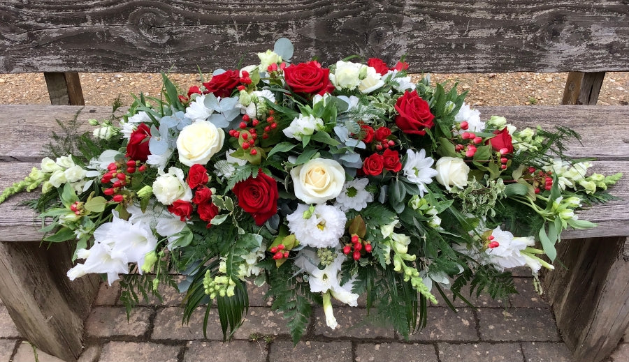 Red & White Casket Spray