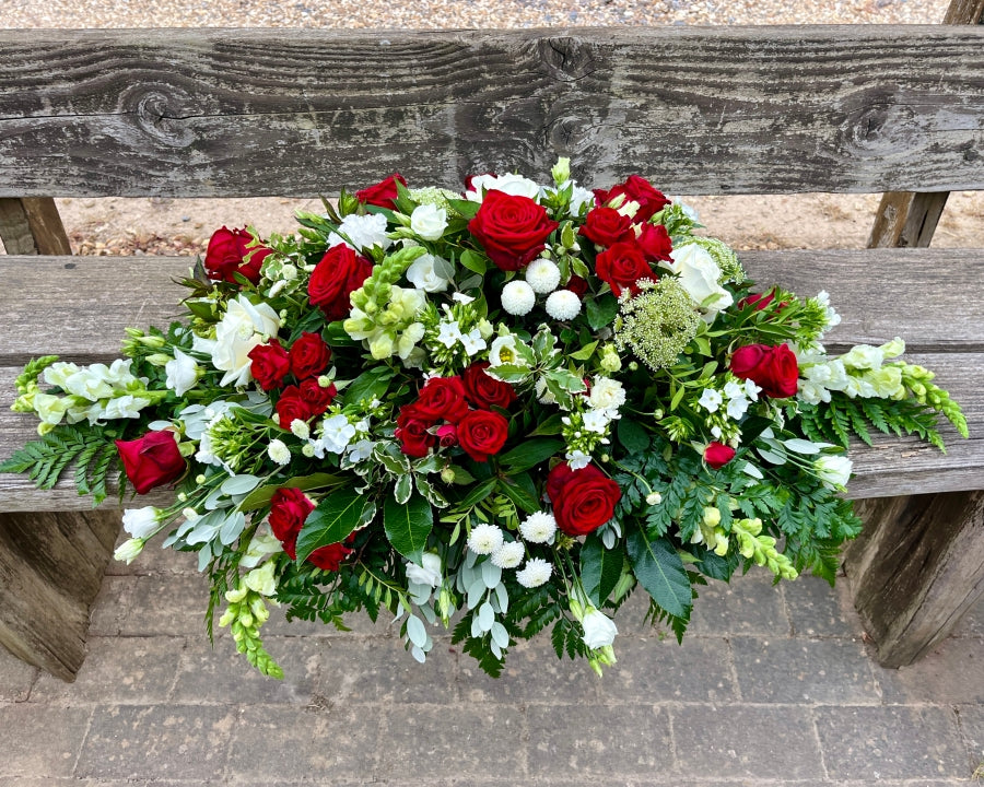 Red & White Casket Spray