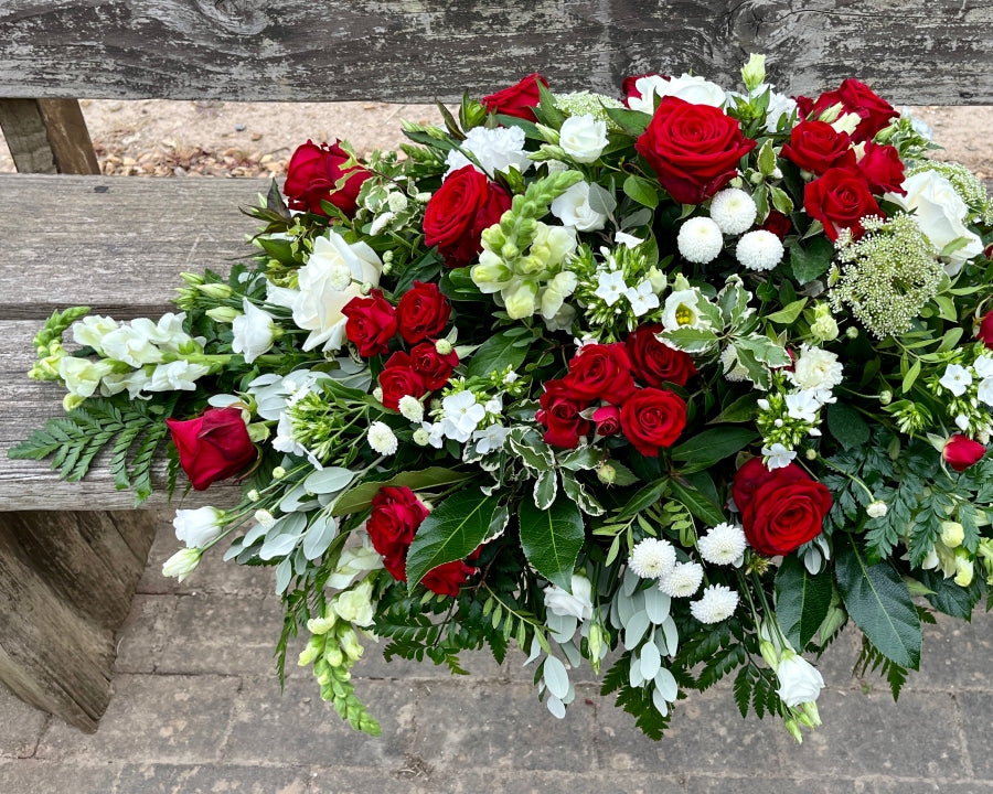 Red & White Casket Spray