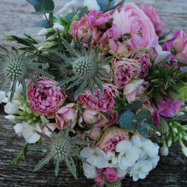 Example Flourish subscription delivery - lavish garden roses and premium seasonal stems arranged in Winchester