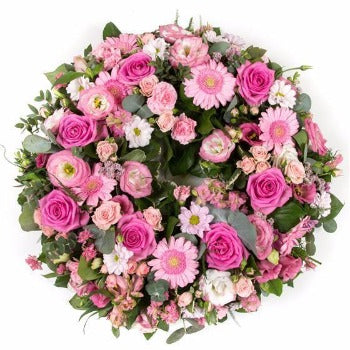 Vintage Pink Funeral Wreath Posy suitable for Mum. Winchester Florists delivery to Richard Steel Funeral Directors