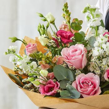 White and Pink Happy Birthday Bouquet Delivery Winchester Florist Joannes