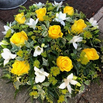 Yellow Rose Funeral Posy - Joannes Florist Winchester - Delivery Southampton and Wessex Crematorium